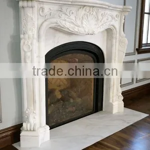 New Product Contemporary Indoor Home Decorationstone White Marble Fireplace thumbnail-3