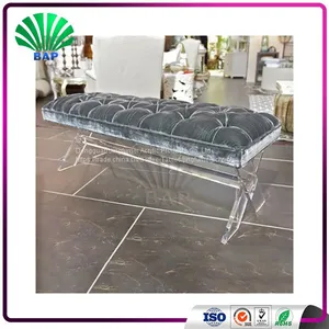 Luxury Bedroom Furniture Soft Cover Clear Lucite Bench Plexiglass Sex Sofa Chair With Acrylic Legs thumbnail-3