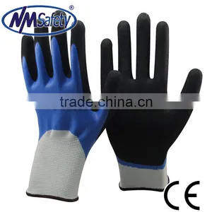 NMSAFETY 13 Gauge Black Sandy Nitrile Double Coated Palm Anti-slip Nitrile Stock Glove thumbnail-1