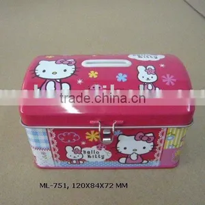 Tin Coin Box With Lock thumbnail-1