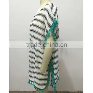 Summer Chiffon Beach Cover Ups Striped Beachwear Dress Tunics Bathing Suit Swimsuit Cover Up Swimwear Robe thumbnail-5