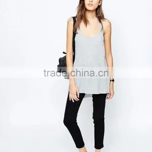 100%Cotton Sexy Women Stringer Vests With Stepped Hem thumbnail-4