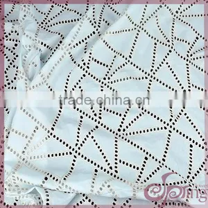 Geometric Cotton Embroidery Fabric, Hollow Out Embroidered Metallic Cotton Lace Fabric thumbnail-2