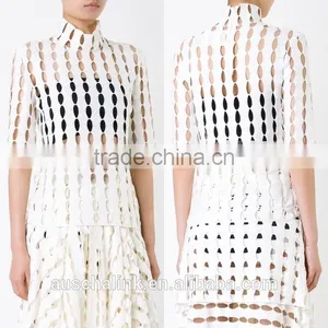 New Style Girls Fashion Cutting High Neck Blouse Wholesale OEM Service thumbnail-6