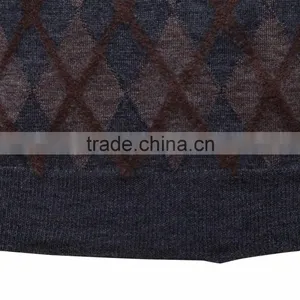 Men's Lana Wool Sweater Vest Withtwo-tone Diamond Patterns thumbnail-4
