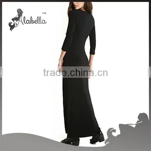 Long Sleeve Maxi Dress With V Neck Muslim Women Long Dress thumbnail-2