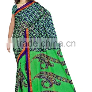 Digital Flower Printed Saree in Mix Color thumbnail-4