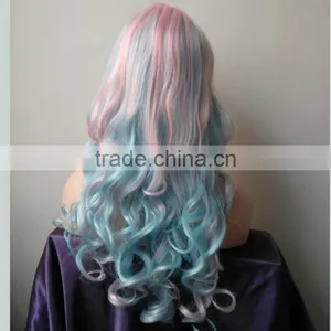 MGOO Women Brazilian Hair Full Lace Wig Multi-color Body Wave Ladies Wig For Party thumbnail-2