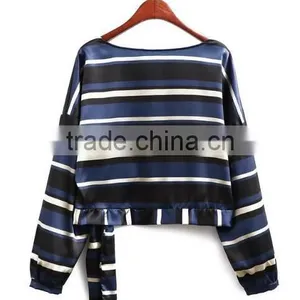Runwaylover EY2351B 2017 Ladies Fashion Long Sleeve Stripe Blouse thumbnail-3