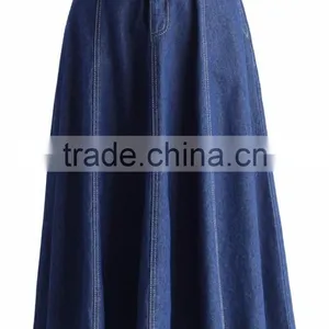 100%Cotton Belt Loops Waist Sexy Jean Skirt Women A-line Denim Skirt 2016 thumbnail-1