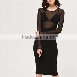 2017 OEM Top Design Sexy Transparent Mesh Top Dress for Ladies thumbnail-2