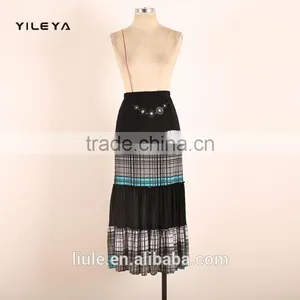 Stripped High Waist Style Elastic Fashion Women Turkish Long Skirts With Decoration thumbnail-1