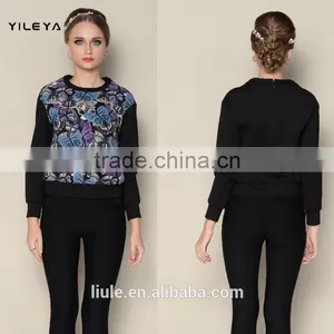 Latest Black Long Sleeve Floral Printing Women Designer Blouse Patterns thumbnail-1