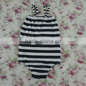 Hottest Selling Infant Custom Swimwear Black and White Stripes Gallus Cotton Backless Swimwear Fresh Swimwear Top Popular Summer thumbnail-1