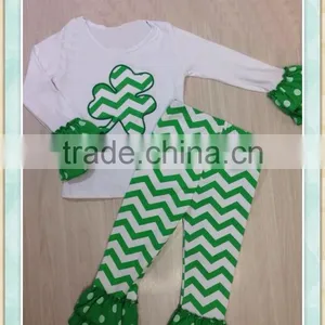 YIWU Factory Wholesale Sales Girls Fall Clothing Girl's Boutique Lucky Grass Printing Long Sleeve Suit thumbnail-1