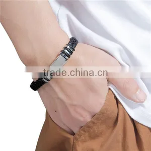 Black Blank Pattern 304 Stainless Steel College Silicone Beautiful Newest Wristbands Bangle thumbnail-1