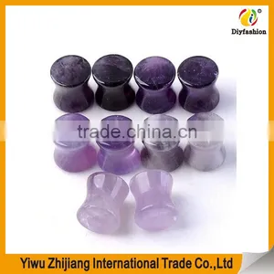 Natural Stone Amethyst Green Aventurine Hematite Howlite Turquoise Double Flared Saddle Plug Gauge Ear Stretchers thumbnail-4