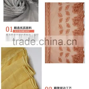 New Fashion Classic Plain Dyed TR Viscose Thin Leaf Silk Lace Trim Ribbon Hijab Scarf for Custom thumbnail-6