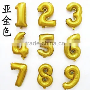16 Inch Gold Silver Blue Pink Color Foil Number Balloons for Party Decoration thumbnail-3