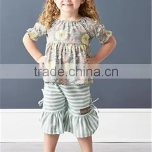 Cute Baby Stripe Ruffle Boutique Plain Kids Outfit thumbnail-1