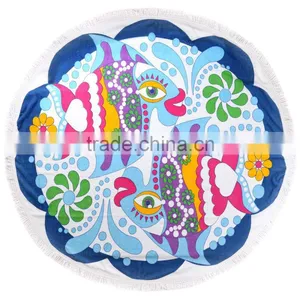 Stock Round Beach Towel With Tassel Cheap Turkish Beach Towel With Low Price thumbnail-3