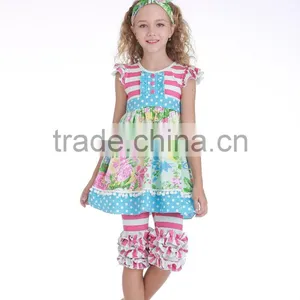 Latest Fashion Girls Cotton Frock Designs Summer Dress Sleeveless Ruffle Outfit thumbnail-1