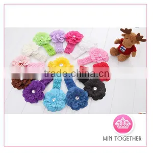 Ladies Knit Crochet Flower Headband With Bow for Adults thumbnail-1