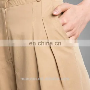 2017 OEM Srevices Girls Simple Clothing Comfort Khaki Pleated Plus Trousers Wholesale thumbnail-3