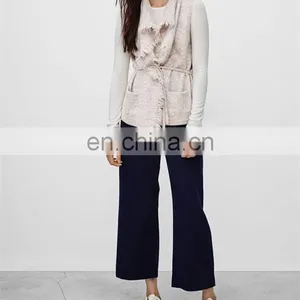2015 Winter Italian Design Belt Raw Fringe Custom Tibet Sheep Fur Vest (NT6796) thumbnail-2