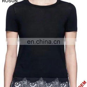 Latest Fancy Girls Pullover Tops as Regular Fit Short Sleeve Woolen Sweater Designs for Children of Knitwear With Lace thumbnail-1