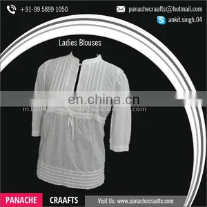 Latest Trendy Promotional 100% Cotton Designer Woman Blouse thumbnail-6