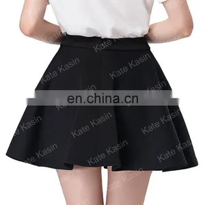 Kate Kasin Stock Womens Basic Black Stretchy Flared Skirt A-Line Skirt KK000665-1 thumbnail-5