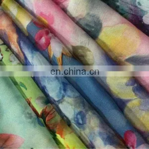 100% Polyester Silk Big Flower Printed 75D Chiffon Fabric for Ladies Fashion Dress thumbnail-1