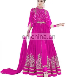Party Wear Anarkali Suits With Flairs And Fluffy Sleeves 2017 (Semi-Stitched) thumbnail-1