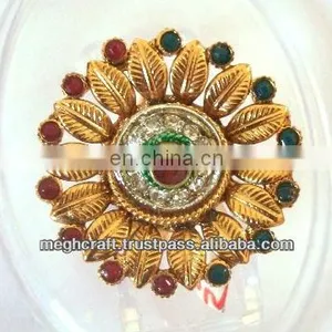 Indian Party Wear Rings - Kundan Polki Rings - Antique Finger Rings - One Gram Gold Rings - Wholesale Online Rings thumbnail-1