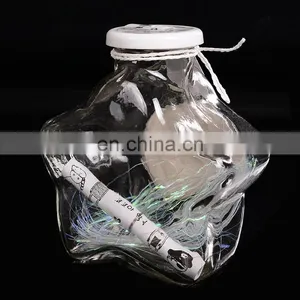 Fancy Big Star Shaped Wishing Glass Bottle Light Lucky Star Glass Bottle With Paper for Gift thumbnail-2
