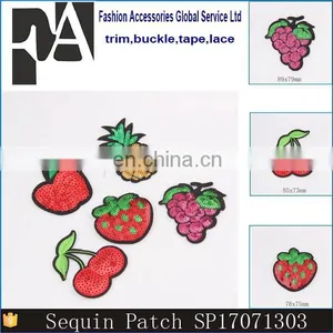 Custom Apple Grape Cherry Fruit Shape Sew On Sequins Embroidered Patch thumbnail-6