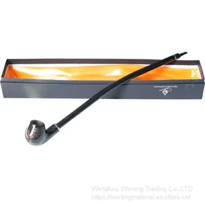 400mm Length Wooden Resin Long Tobacco Pipe With Small Serpentinite Head for Smoking thumbnail-5