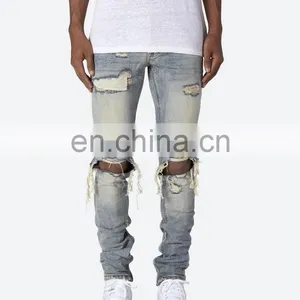 DiZNEW 2020 Knee Ripped Jeans Wholesale Ankle Zipper Custom Jeans Pants Men thumbnail-4