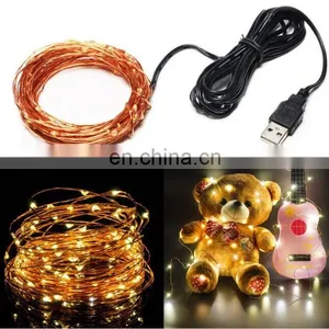 Home Decoration 100Leds/10Meters USB Rechargeable Copper Wire Led String Lights thumbnail-7