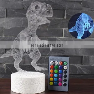2019 New Customized Creative Gift 3D Optical Dinosaur Visual Illusion Acrylic Night Light USB Table Lamp thumbnail-2