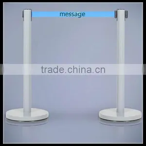 White Blet Barrier-Retractable QueueWay-Post-QueueMaster-LineKing-Satin-Stainless-Steel-Belt-Barrier-Stanchion thumbnail-5