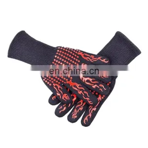 Customized Barbeque Silicone Extreme Heat Resistant Kitchen Cooking Grill Oven Mitts BBQ Gloves thumbnail-5