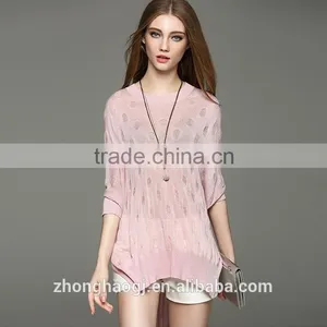 Lastest Fashion Ladies Linen Hollow Batwing Sleeve Summer Sweater With Best Price thumbnail-3