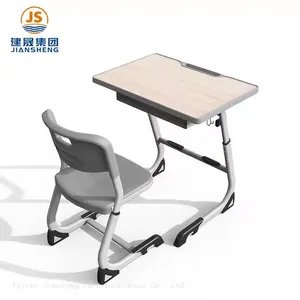 JS School Furniture Height Adjustable Classroom Desk and Chair for Primary School thumbnail-2