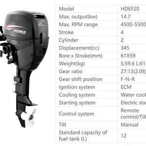Hidea 20HP High Power 4-Stroke Outboard, Fuel Injection & Electric Start, Reliable for Fishing & Leisure Boats, Global Shipping thumbnail-1