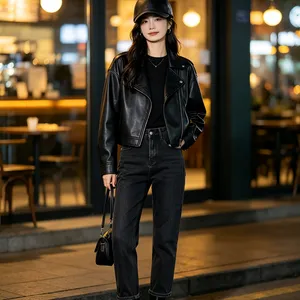 Vintage Faux Leather Baseball Cap Men Women PU Leather Adjustable Strap Back Dad Hat Solid Black For Fall Winter Daily Street Wear thumbnail-1
