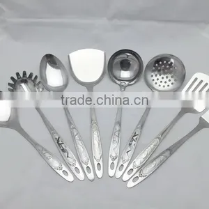 8 Pcs Stainless Steel Kitchen Cooking Utensil Set With Rice Spoon/ Spaghetti/ Spoon/ Pancake Turner/ Ladle/ Strain/fork/spatula thumbnail-1