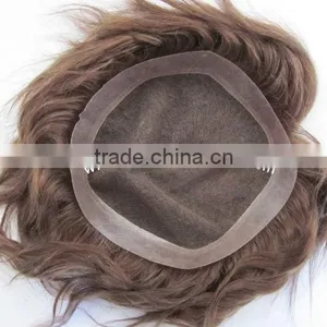 100% Remy Human Hair High Quality Men's Toupee With Gray Hair for Black Mens Toupee thumbnail-1