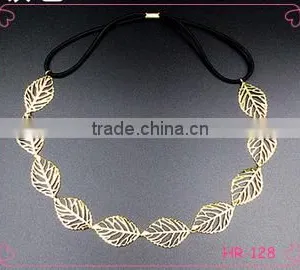 Fancy Lovely Young Women`s Gold Plated Leaves Shaped Elastic Fashion Headband thumbnail-1
